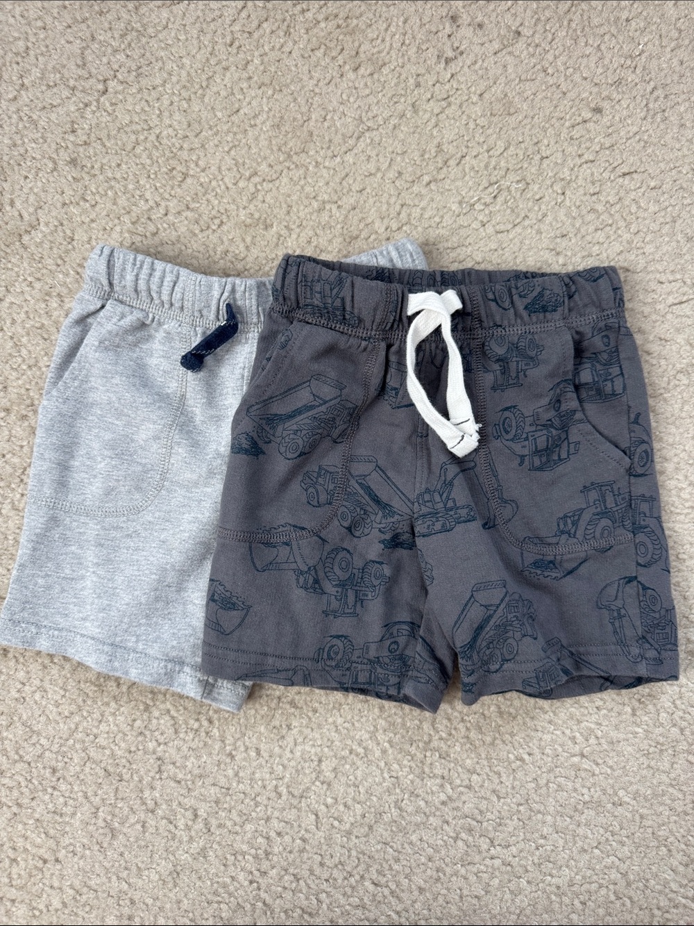 Carter's Gray and Charcoal Construction Print Pull-On Shorts - 2-Pack - Size 3T